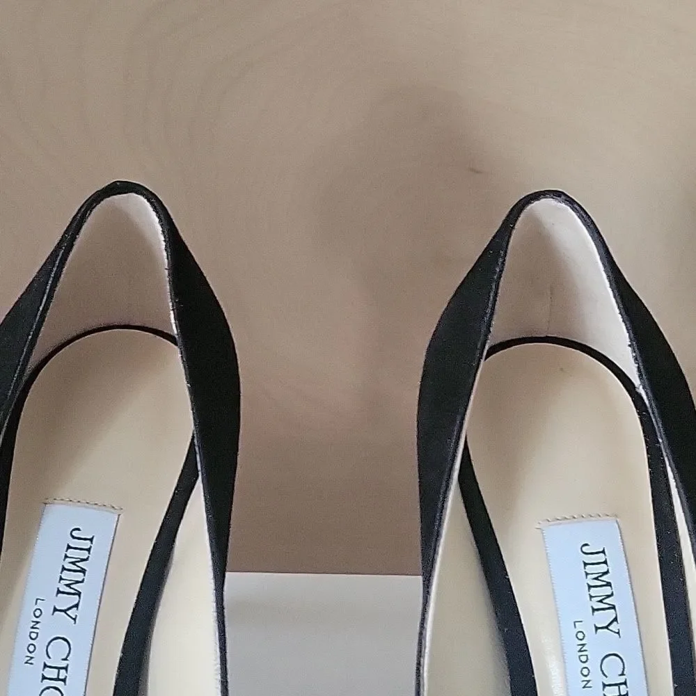 NWT Jimmy Choo 35.5 Tegan 5 Black Bow Girly Dainty Coquette Suede Heels Pumps